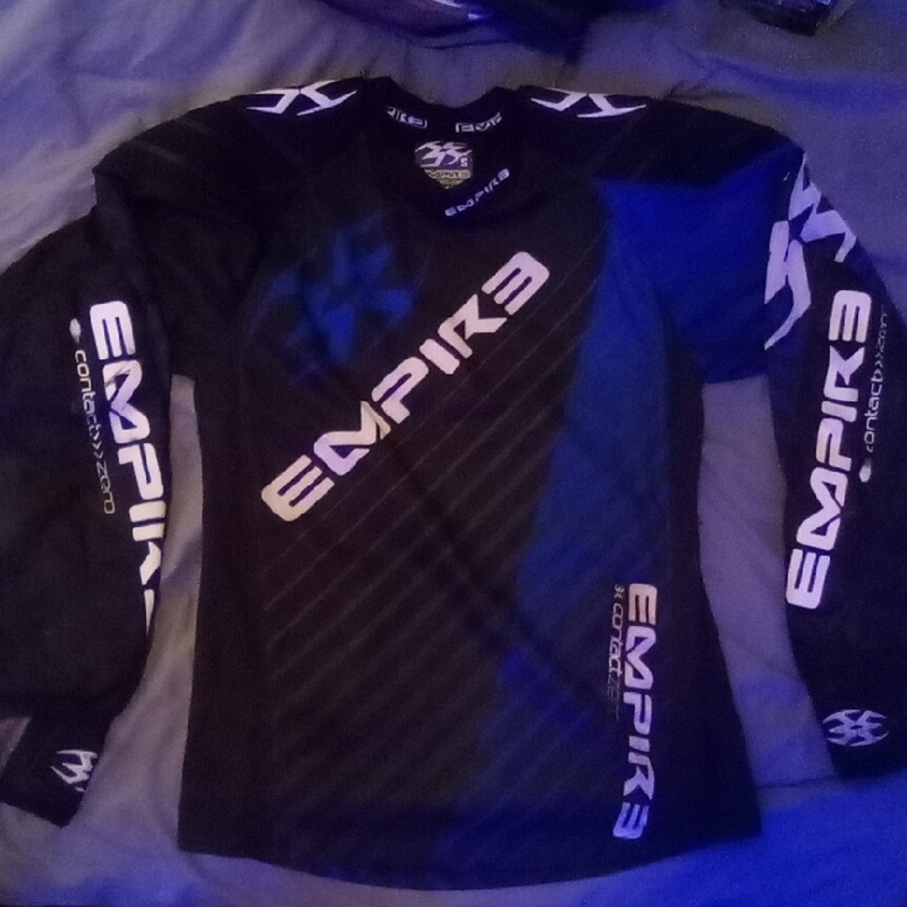 Black and Blue Paintball Shirt with Unique Design